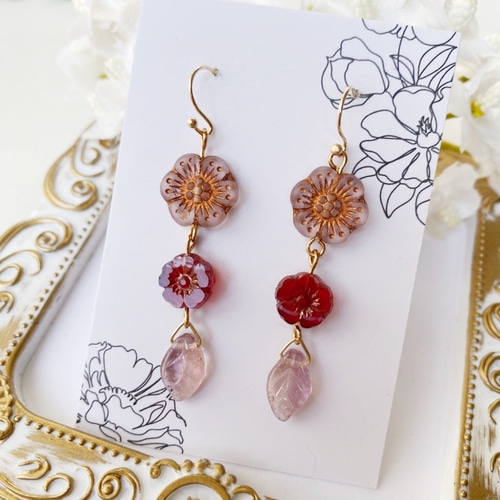 春を感じるお花のピアス89 ピアス（フック・チェーン） 花なななの花