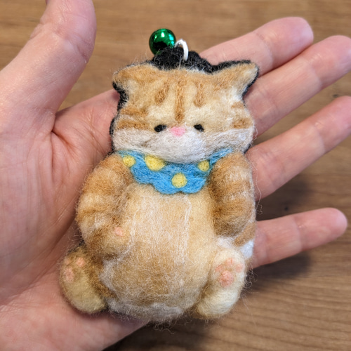 羊毛フェルト猫 ねこのキーホルダー もち猫シリーズ 羊毛フェルト やぎ