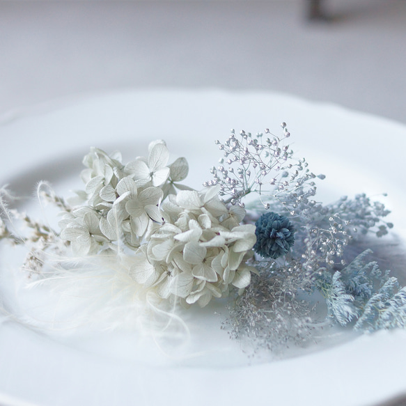 ブルーブルーグレーのお花飾り♡ヘアドレス 13枚目の画像