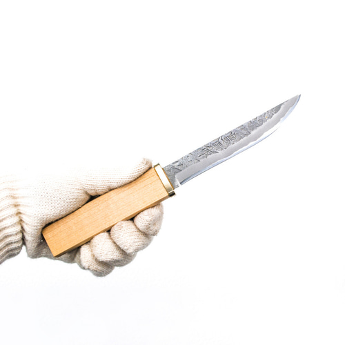 玉鋼・残欠☆小刀ナイフ包丁☆手作り鞘・ハバキ・目打ち柄☆ 玉鋼・