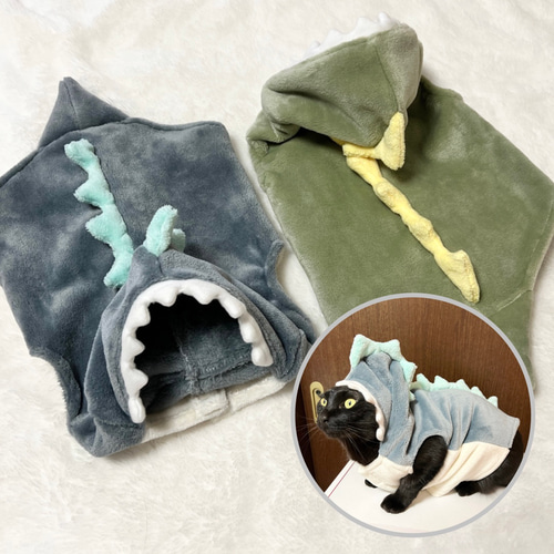 送料無料】猫用きぐるみ恐竜 ブルー/グリーン ペット服・アクセサリー