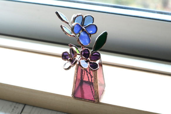 ステンドグラス・ガラスの花　紫 3枚目の画像