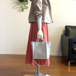 【完成品】5号 ロングギャザースカート(サーモンピンク 74cm丈） 8枚目の画像