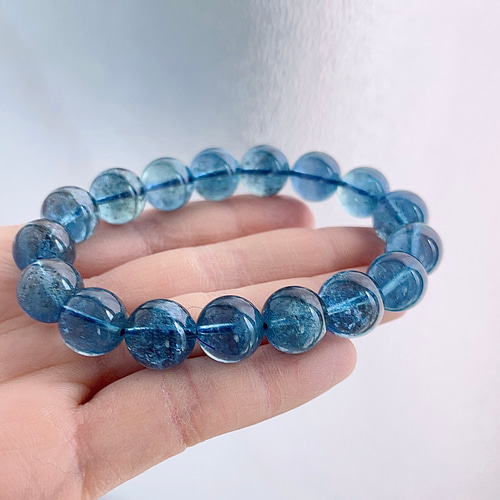 新作人気 天然無処理 12mm モスアクアマリン ブレスレット ブレスレット アクセサリー