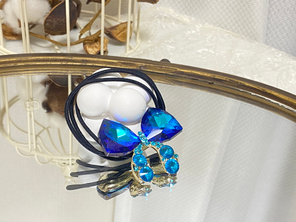 新作★⭐︎ヘアゴム269 キラキラストーン付春の青いリボン可愛い大きめヘアゴム高級 ヘアゴム/ダイヤモンド調/リボン ヘアゴム Coco's HairAcc 通販