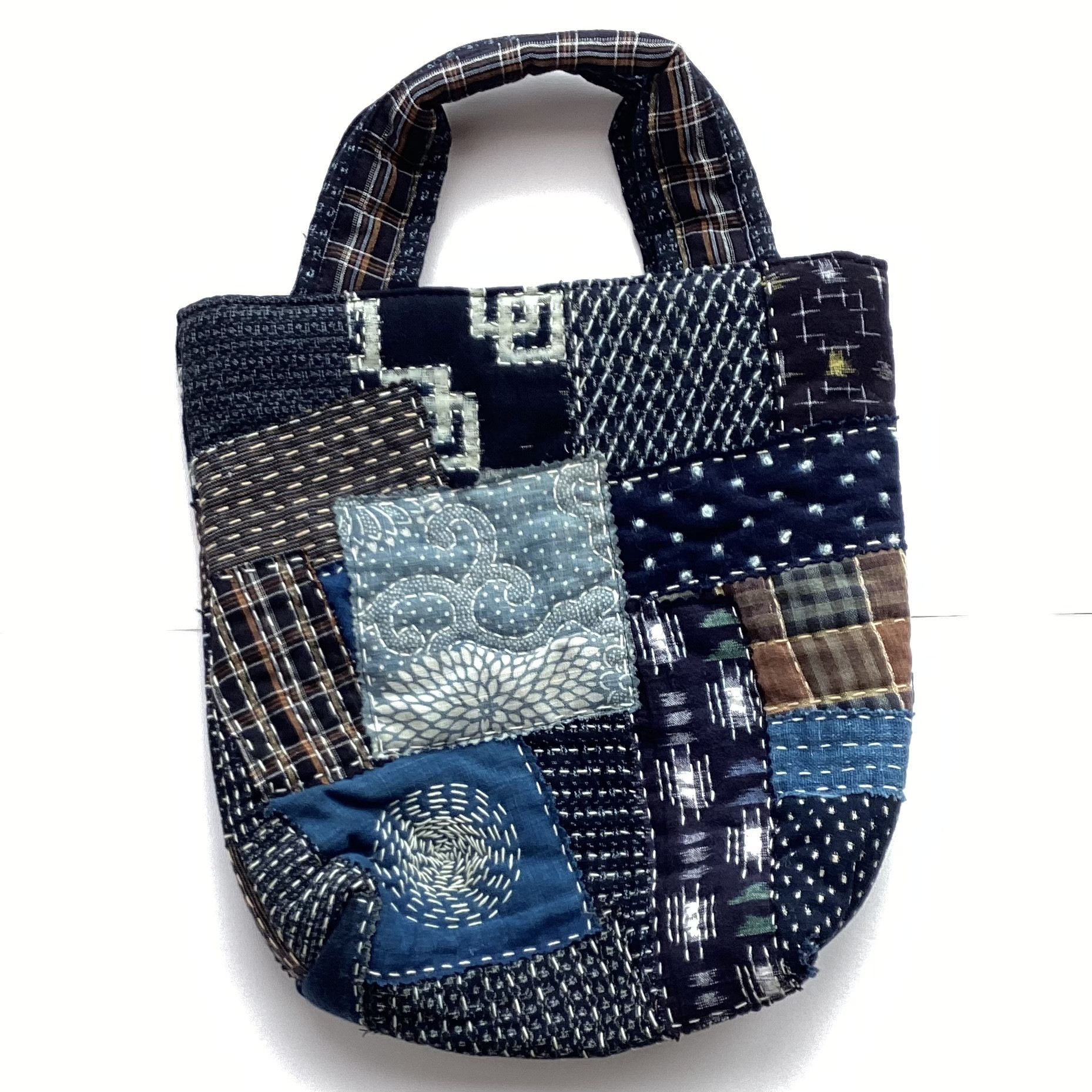 古布家紋刺し子トートバッグ 古布家紋刺し子トートバッグ