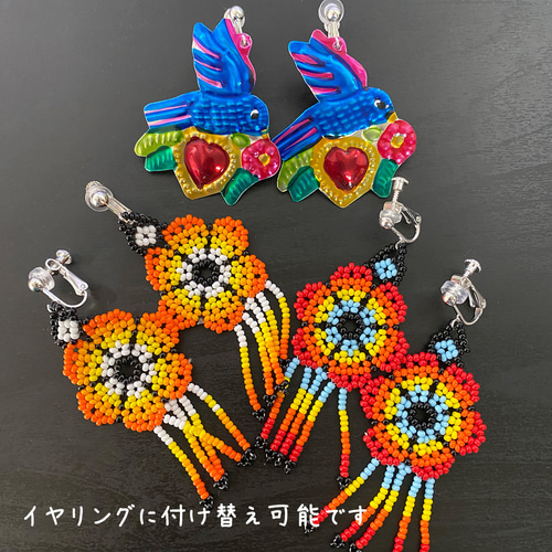 メキシコ手作り オハラタ ブリキピアス・イヤリング コラソンハート 