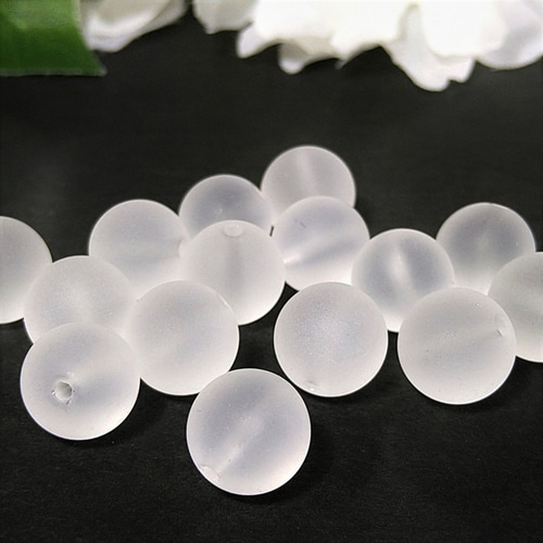 6～12mm フロスト水晶 天然石 水玉／カット／ラウンド（丸玉）※大きさ 
