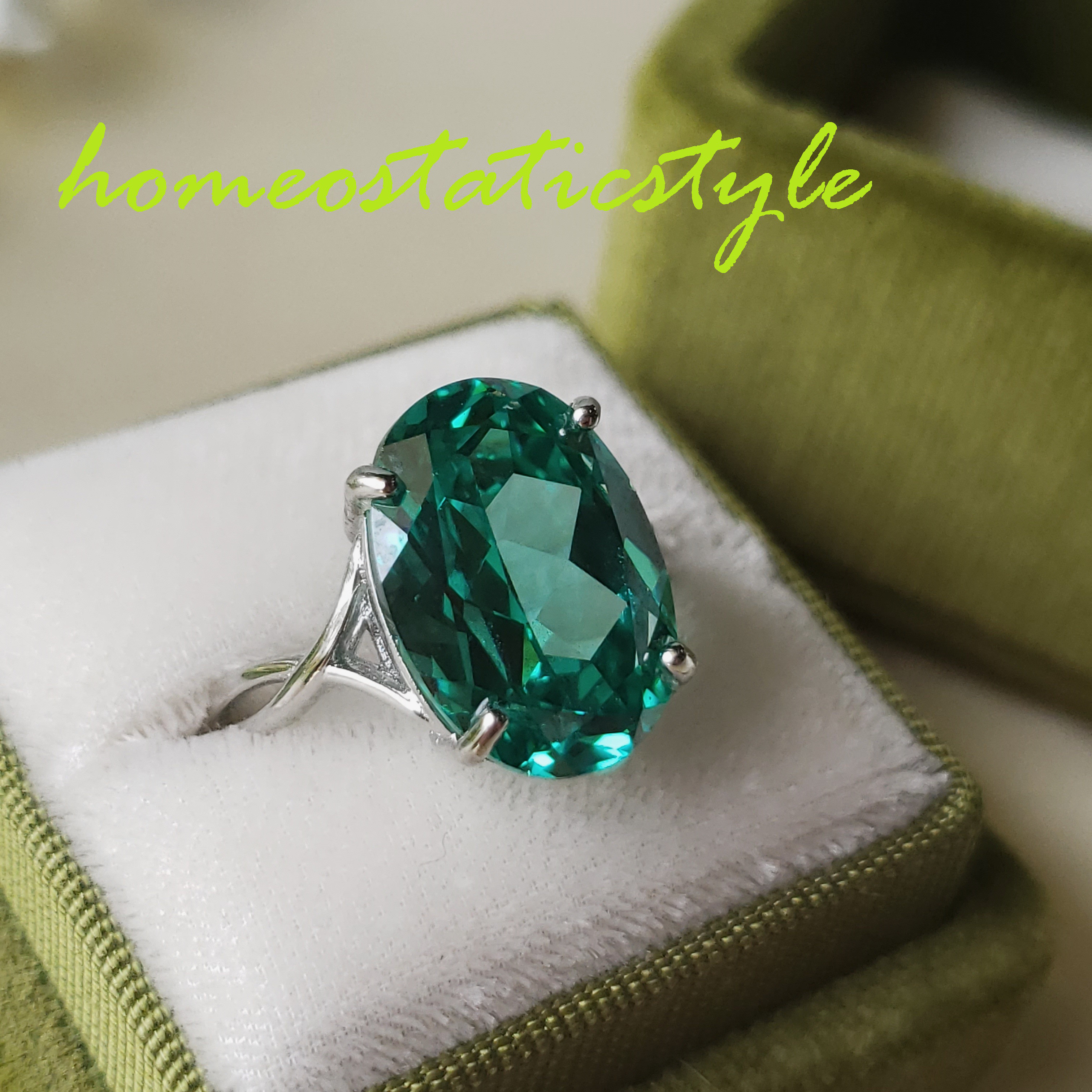 奇跡の輝き 人工パライバトルマリン 10x14mm Antiqueリング 最高級の ...