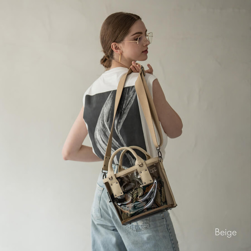 2way クリアバッグ ショルダーバッグ 底鋲 TPU 透明 Sサイズ