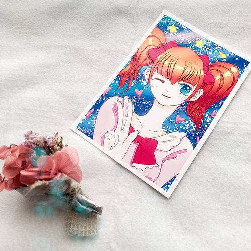 可愛い女の子のポストカード デジタルイラスト アート 絵葉書 可愛い女の子のポストカード デジタルイラスト アート 絵葉書