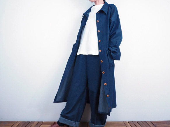 ✨新品タグ付✨ 1PIU1UGALE3 Relax デニム ロングジャケット 薄デニムロングジャケットセットアップ（8オンスデニム クリア