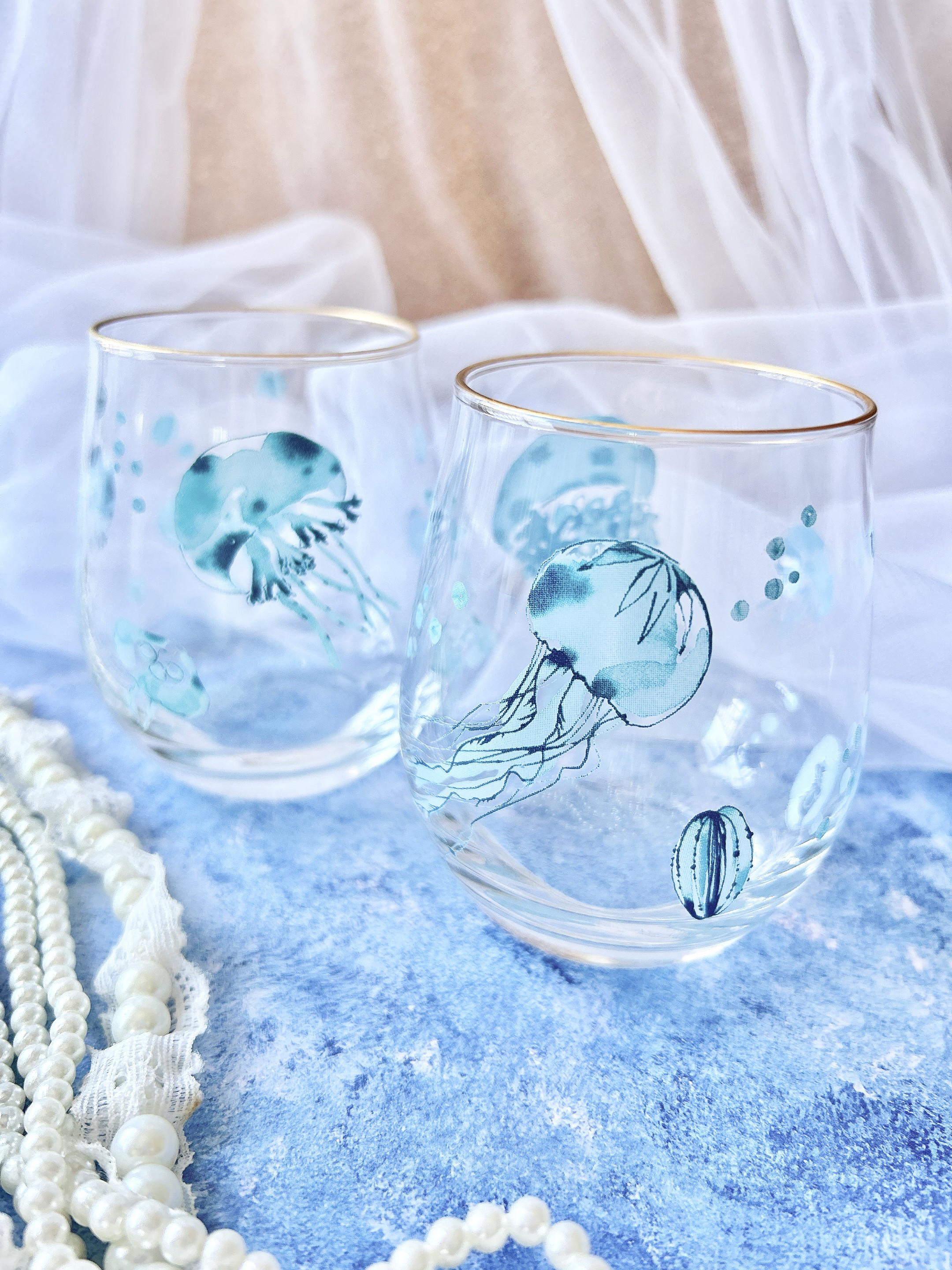 6個セット】クラゲ 小 6色 ガラス くらげ ジェリーフィッシュ 6個