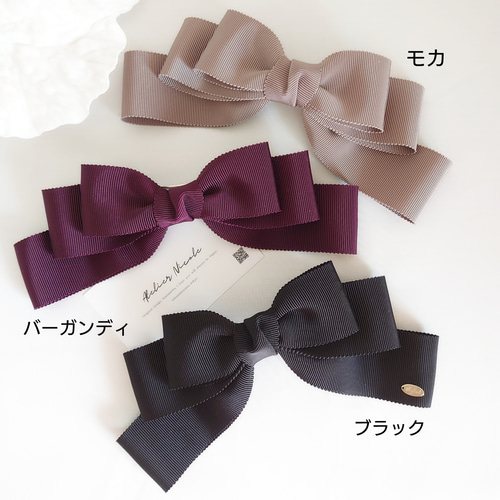＊liberty＊ トリプルリボンのバレッタ メイモリス×ボルドー ワイドサイズ liberty＊トリプルリボンのバレッタ＊メイモリス×ボルドー＊ワイドサイズ