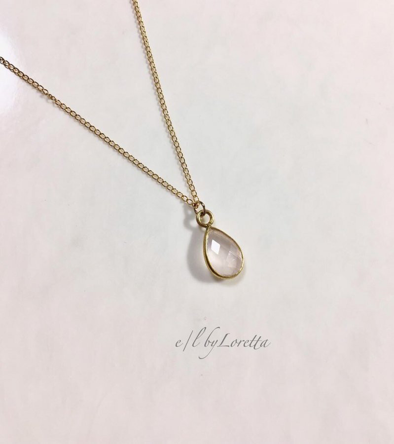 ローズクォーツ 14kgf drop necklace