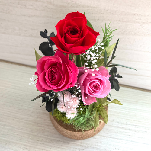 プリザーブドフラワー ガラスドーム アレンジメント 花 ギフト 贈り物