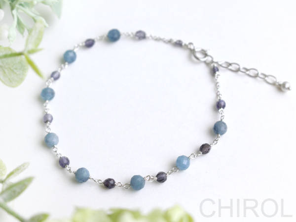 アクアマリンとアイオライト の ブレスレット/ SV925【3月誕生石】