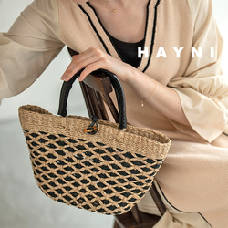 軽量 かごバッグ 編み込み トートバッグ レディース 天然素材 ブラック