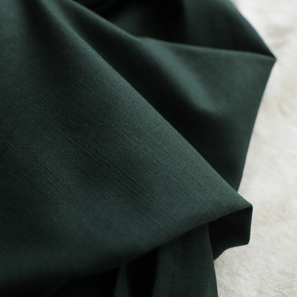 ⁂ラスト1 　最終ＳＡＬＥ　ギマ擬麻コットン　１１５cm　パフ袖　ロング　シャツ　ワンピース　横スリット入深緑G78 6枚目の画像