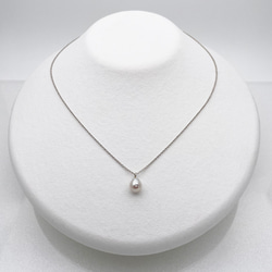 艶々バロック本真珠の一粒スルーネックレス ペンダント 淡水パール 雫 ライス デイリー 結婚 入学 入園 卒業 卒園 1枚目の画像