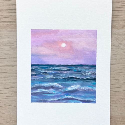 ORIGINAL PAINTING - purple sky, 原画, 海の絵, , 海のアート, 紫の空