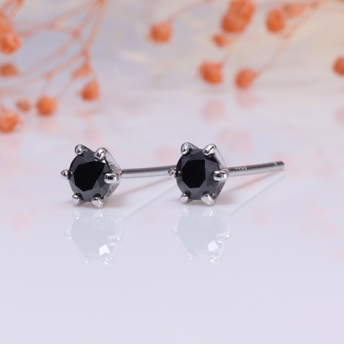 最高品質 大粒1.0ct ピアス 希少ブラックモアサナイト