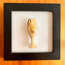 シャンパングラスのビーズ刺繍ブローチ(ゴールド)　プロセッコ　ワイングラス　シャンパーニュ 6枚目の画像