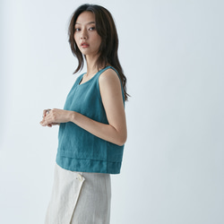 夏日短版背心 - 碧綠Tucked sleeveless blouse - Green 第1張的照片