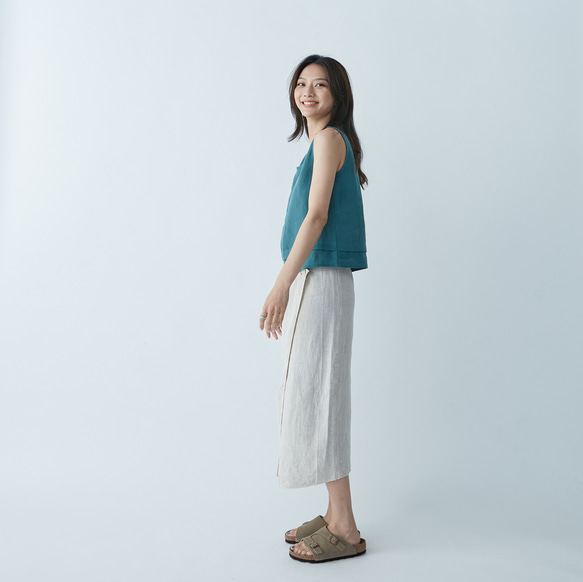 夏日短版背心 - 碧綠Tucked sleeveless blouse - Green 第8張的照片