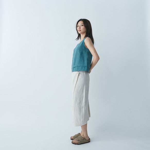 夏日短版背心 - 碧綠Tucked sleeveless blouse - Green 第9張的照片