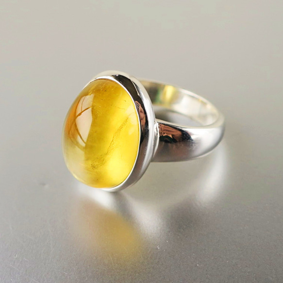 ヘリオドール キャッツアイ SVオープンリング heliodor cat's eye free size ring 2枚目の画像