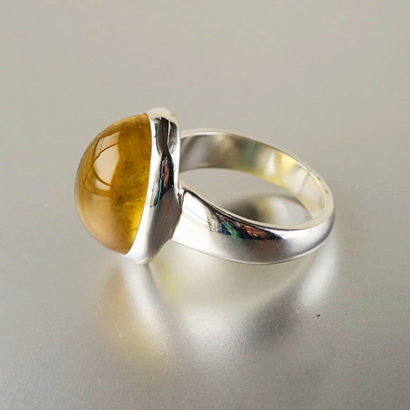 ヘリオドール キャッツアイ SVオープンリング heliodor cat's eye free size ring 6枚目の画像