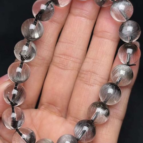 10mm 天然無処理 プラチナタイチン ルチル クォーツ ブレスレット 