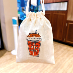 泰式奶茶の日常 帆布束口袋 手工印製 Drawstring bag 第2張的照片