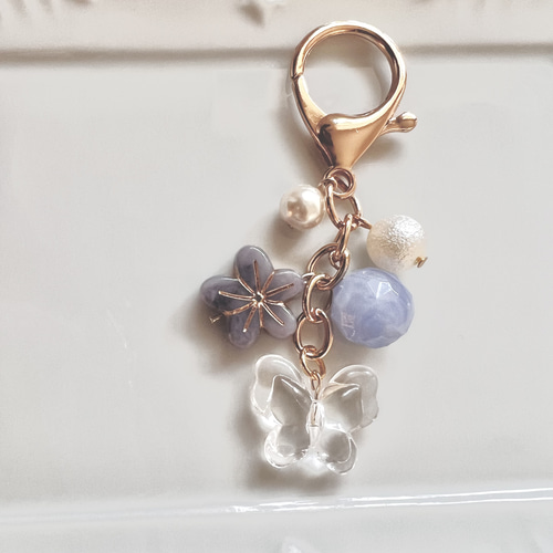 春 桜 パール リボン ハート 蝶々 キーホルダー チャーム キーリング