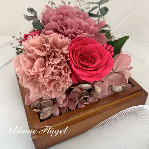 プリザーブドフラワーギフト✿ ピンク系✿ガラスケース✿お誕生