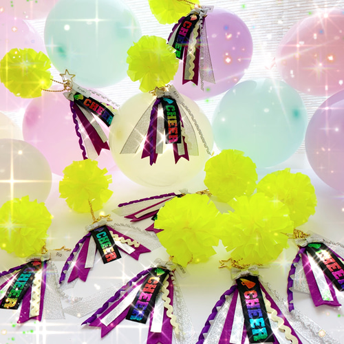 オーダーメイド】チア ポンポンキーホルダー チアリボン CHEER オーダーメイド】チア ポンポンキーホルダー チアリボン CHEER
