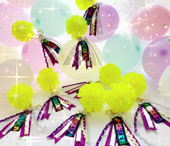 【オーダーメイド】チア ポンポンキーホルダー　チアリボン　CHEER Pompon charm 16枚目の画像