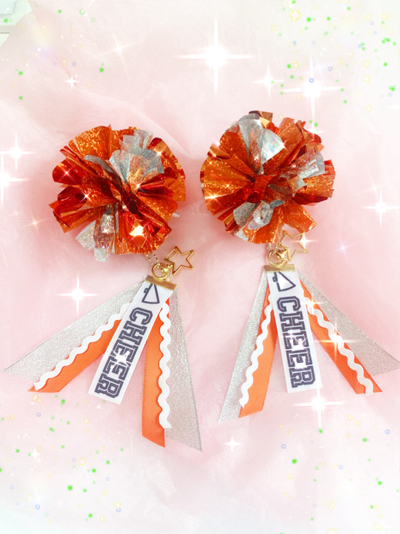 【オーダーメイド】チア ポンポンキーホルダー　チアリボン　CHEER Pompon charm 14枚目の画像