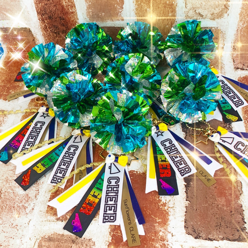 オーダーメイド】チア ポンポンキーホルダー チアリボン CHEER オーダーメイド】チア ポンポンキーホルダー チアリボン CHEER