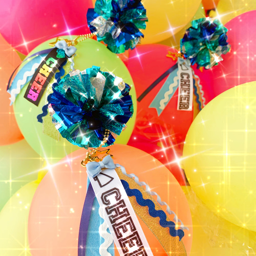 オーダーメイド】チア ポンポンキーホルダー チアリボン CHEER オーダーメイド】チア ポンポンキーホルダー チアリボン CHEER