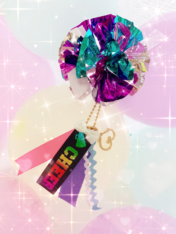 【オーダーメイド】チア ポンポンキーホルダー　チアリボン　CHEER Pompon charm 19枚目の画像