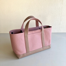 M横長スタイル帆布トートくすみピンク×ライトシナモン〉 1枚目の画像