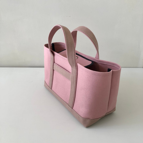 M横長スタイル帆布トートくすみピンク×ライトシナモン〉 2枚目の画像