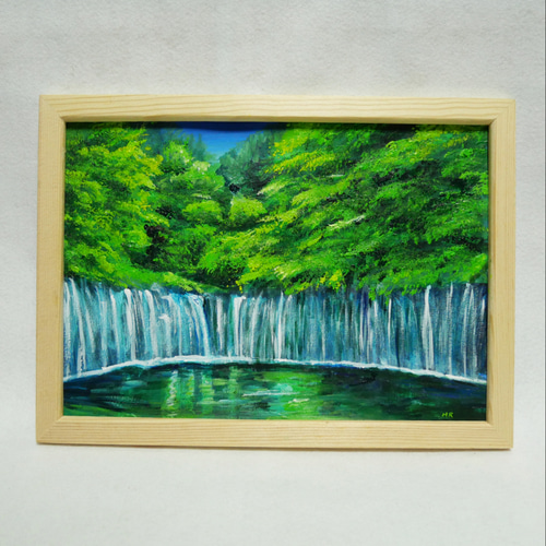【超特価】 白糸の滝 油彩画 絵画