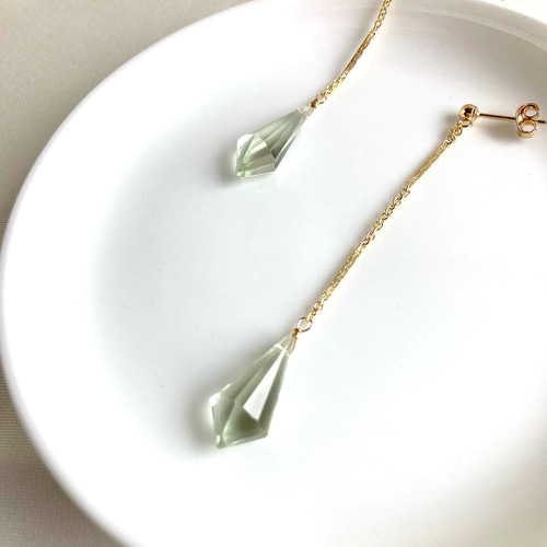 14KGF グロッシュラーガーネットとグリーンアメジストのチャーム