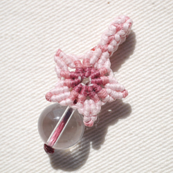 ❁天然石水晶玉と桜モチーフのマクラメチャーム Crystal orb & Flower[mtp-230315-01] 10枚目の画像