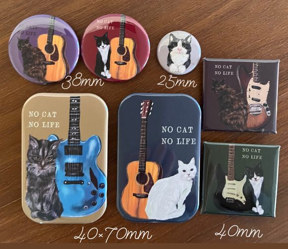 bonvoroid 猫とギター NO CAT NO LIFE 缶バッジ70mm 4枚目の画像