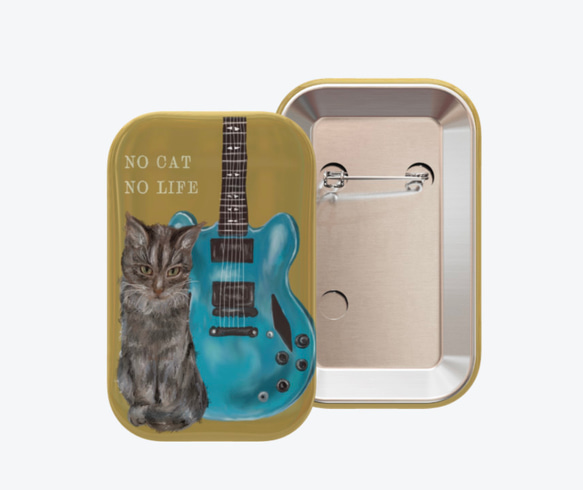 bonvoroid 猫とギター NO CAT NO LIFE 缶バッジ70mm 3枚目の画像