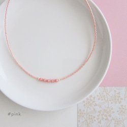 ピーチ ピンク チェコガラスビーズネックレス 桃色 桜 ピンク 1枚目の画像